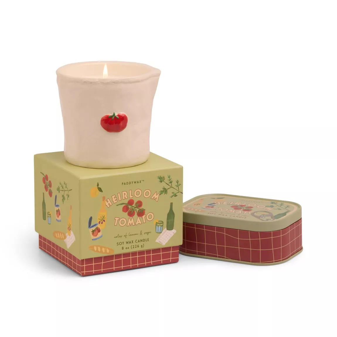 Bougie en céramique en relief Bistro 8 oz/226 g - Tomate Heirloom en boîte