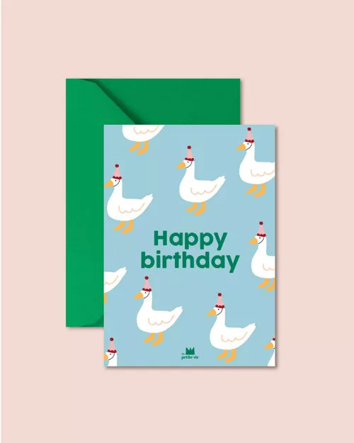 Carte "Anniversaire" - Happy birthday oies (avec enveloppe)
