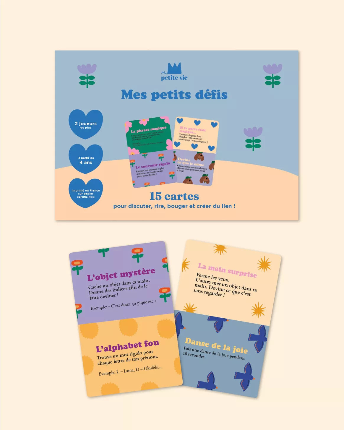 Jeu de cartes "Mes Petits défis" : 15 cartes pour discuter, rire, bouger et créer du lien