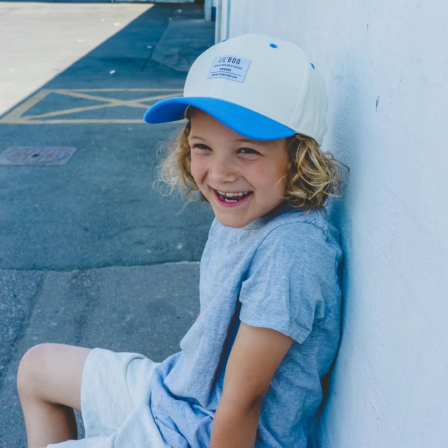 Casquette block - beige/bleu