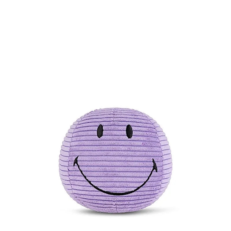 Peluche Smiley Velours Côtelé 13cm Pourpre