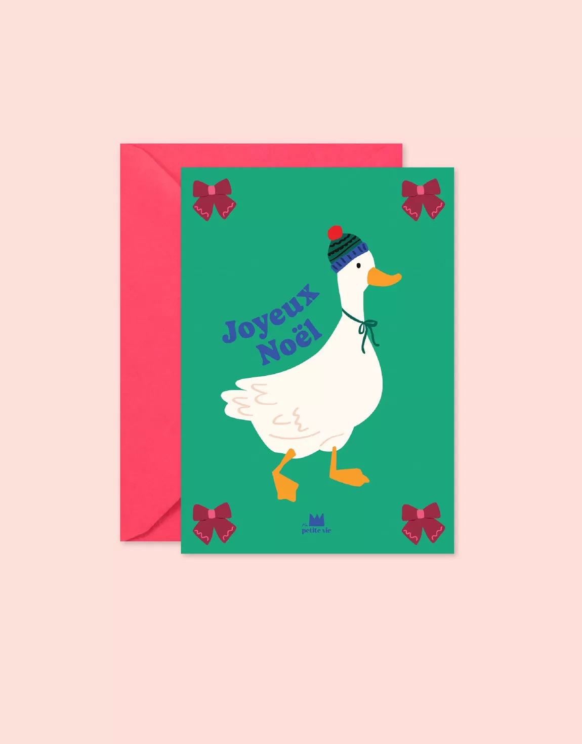Carte "Noël" : Oie bonnet (avec enveloppe)
