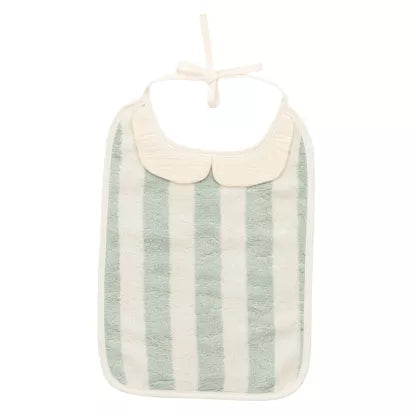 Grand bavoir bambou et gaze - Rayé ivoire / vert de gris - BB&Co