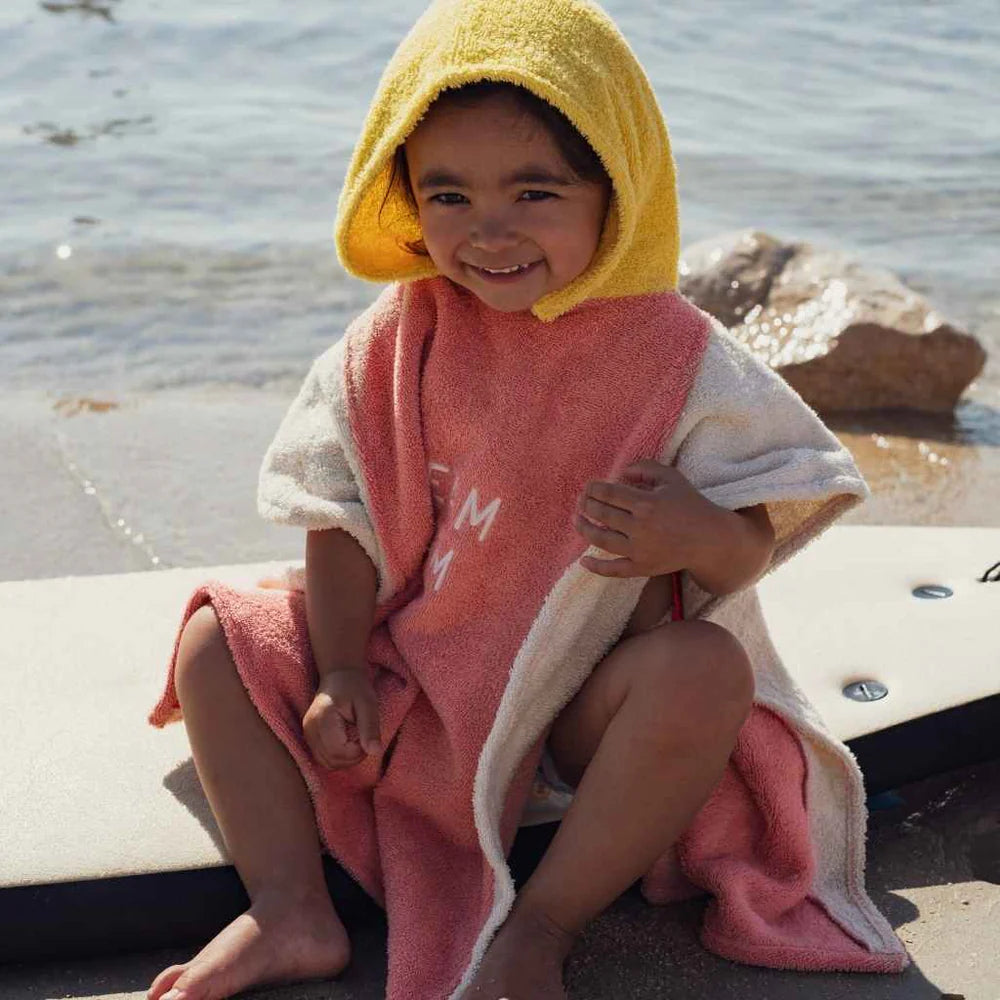 Poncho éponge Jaune et Rose | Enfant
