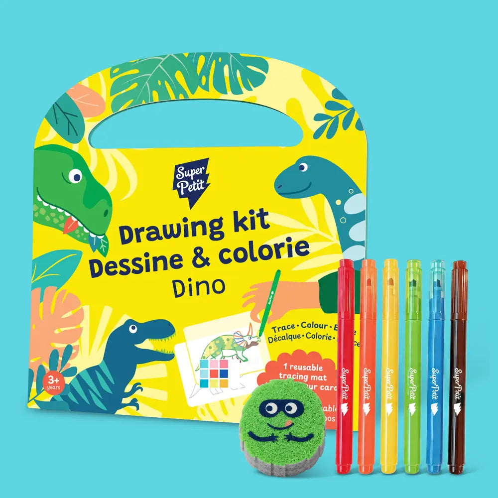Drawing Kit Dino Mallette créative - réutilisable - coloriage sans écran LIV