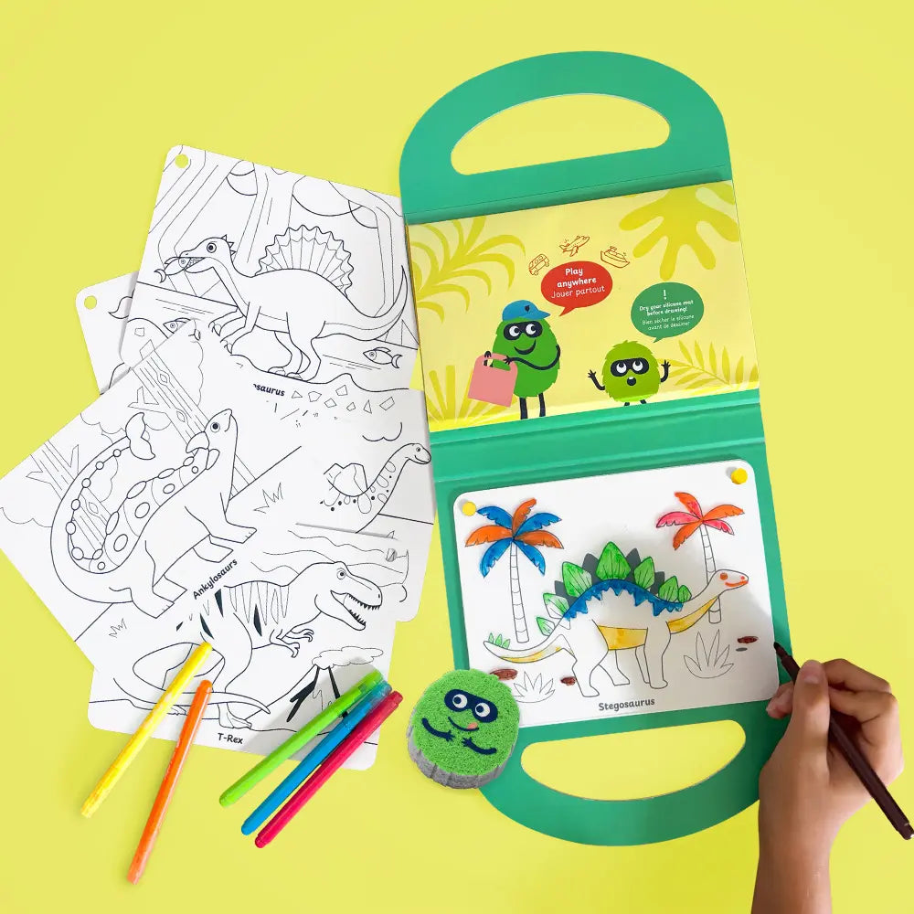 Drawing Kit Dino Mallette créative - réutilisable - coloriage sans écran LIV