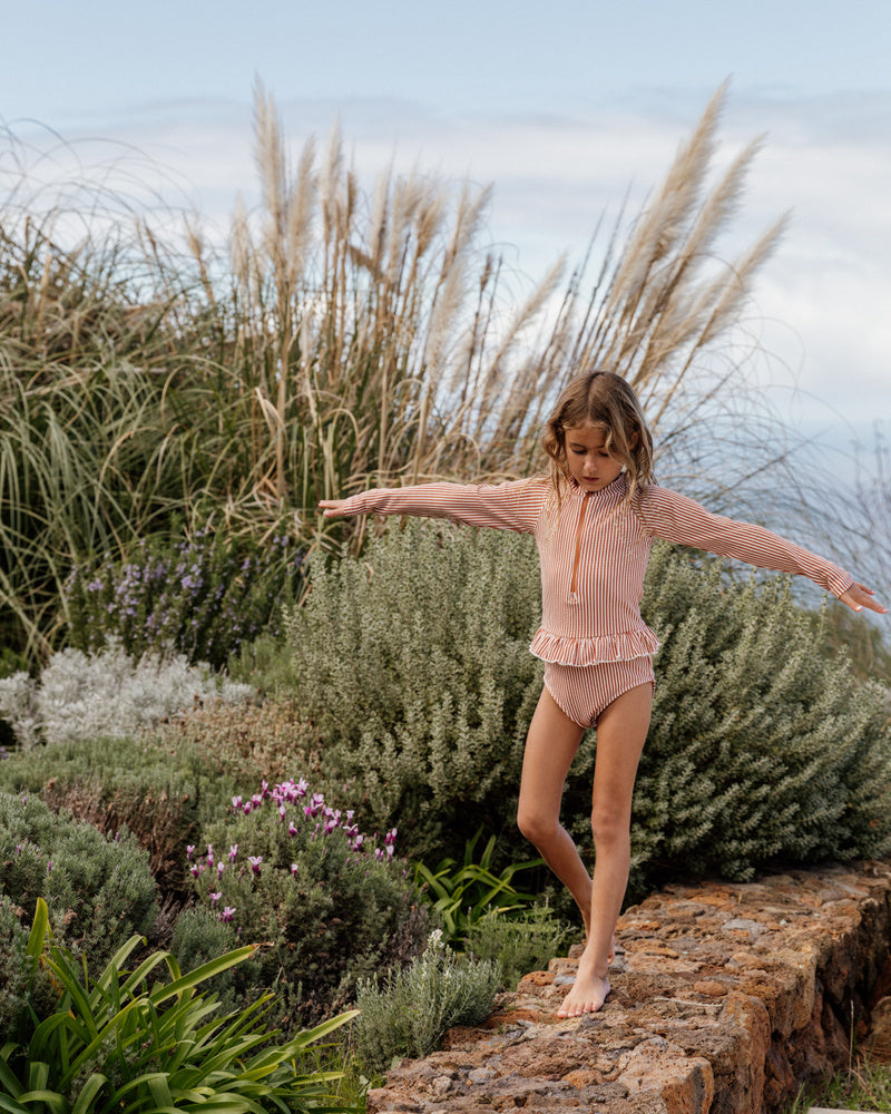Maillot de bain manche longue Stripe Rust