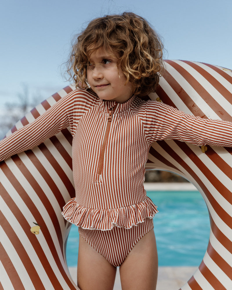 Maillot de bain manche longue Stripe Rust