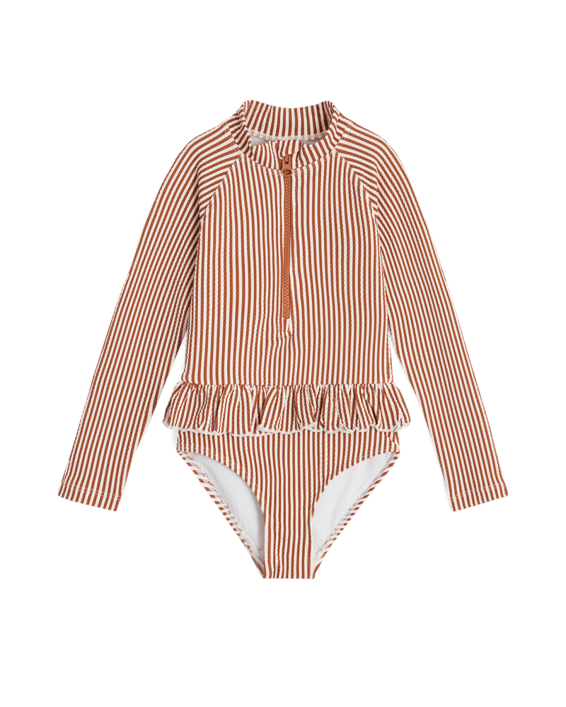 Maillot de bain manche longue Stripe Rust