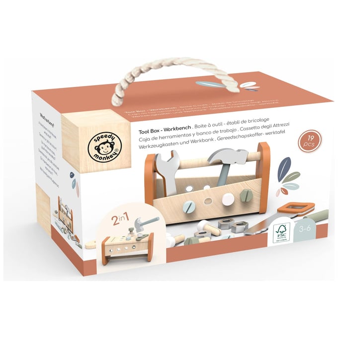 SPEEDY MONKEY Boîte à outil et établi de bricolage (2 en 1)