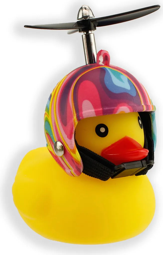 Canard couineur pour vélo Flower Power avec casque - Winkee