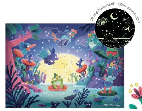 PUZZLE PHOSPHORESCENT AU CLAIR DE LUNE 24 PIECES LA MARE AUX GRENOUILLES