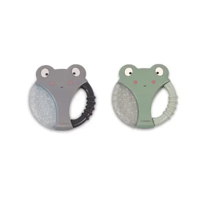 Anneau de dentition rafraîchissant x 2 – Animaux gris + vert par Filibabba