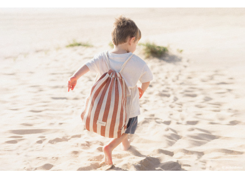 Ensemble serviette de plage et sac Portofino • Rayures rouges rouille