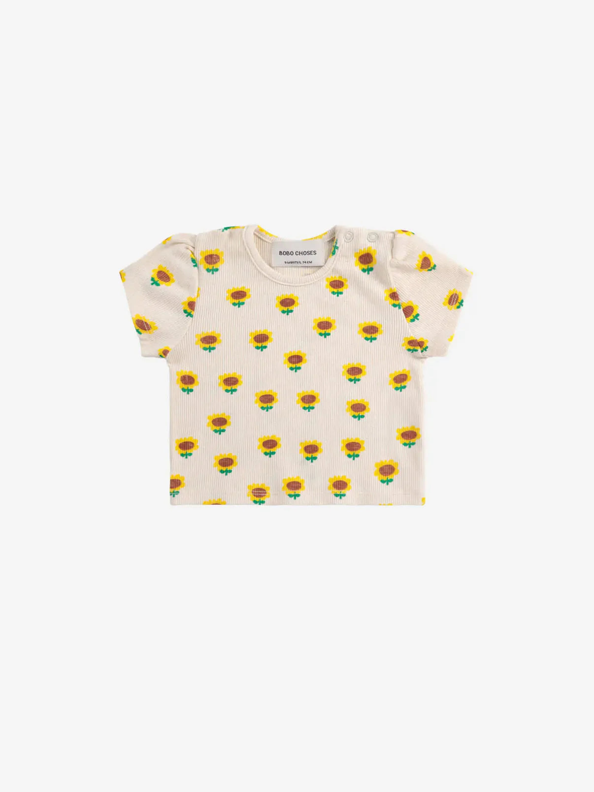 T-shirt à manches ballon avec imprimé tournesol