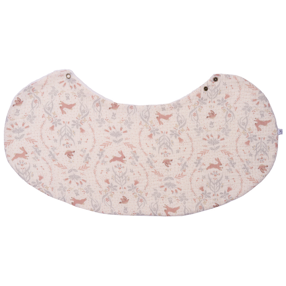 Bavoir 2 en 1 bi-matière (poncho/ épaule) jardin enchanté/ ivoire - BB&Co