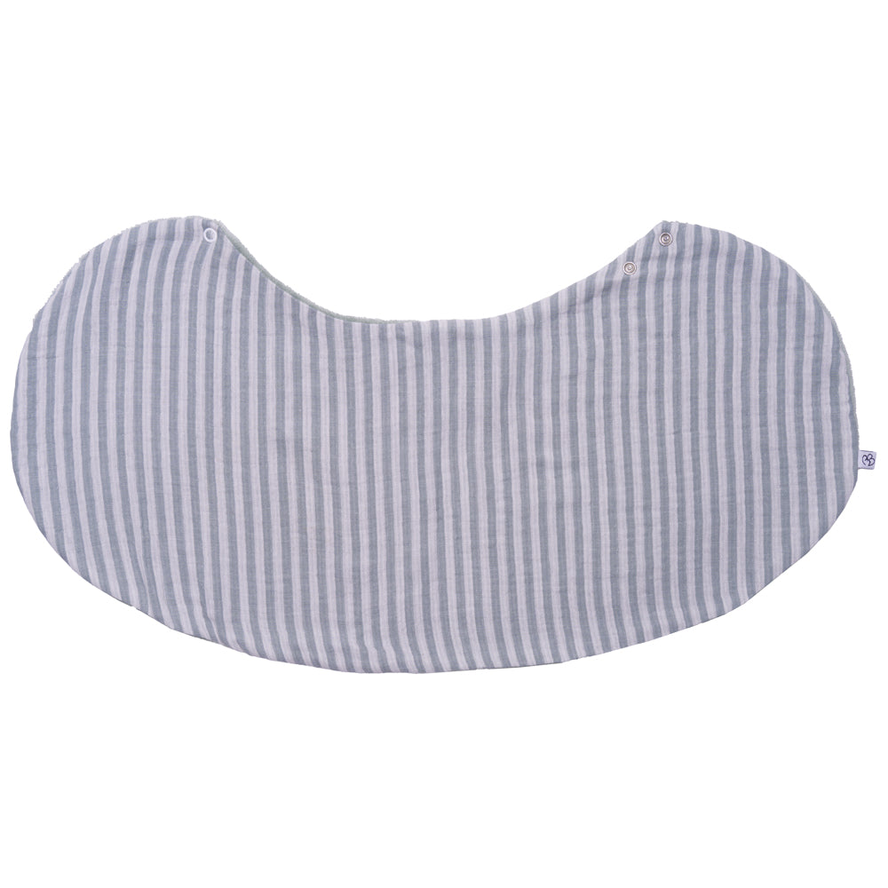 Bavoir 2 en 1 bi-matière (poncho/ épaule) rayé vert de gris - BB&Co