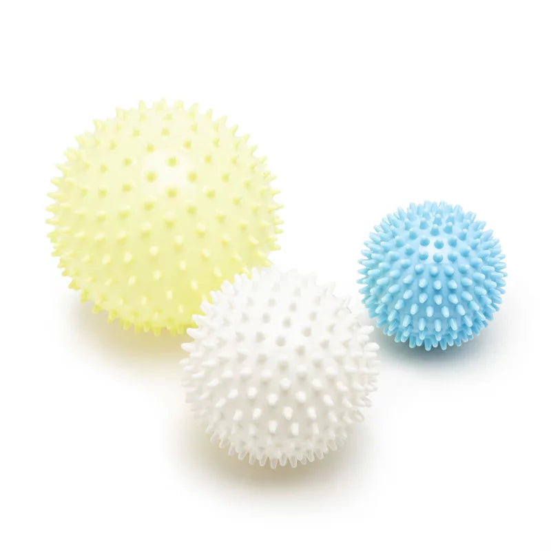 Set de 3 balles hérisson – Blanc Jaune Bleu