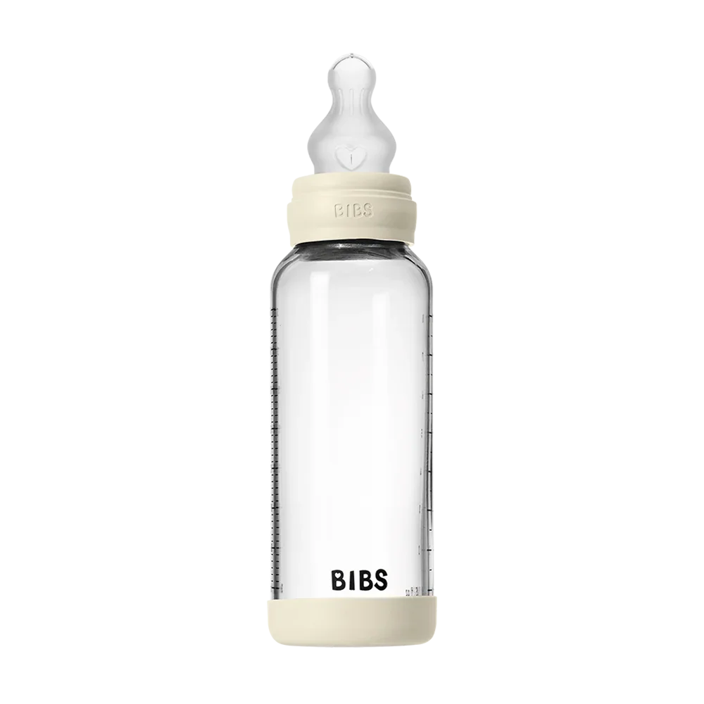 Set de biberons en verre 240ml avec tétine en silicone - Ivory
