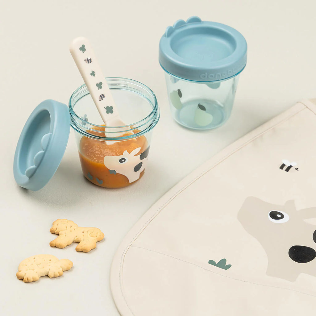 Lot de 2 boîtes pour aliments pour bébé - Tiny farm - Bleu