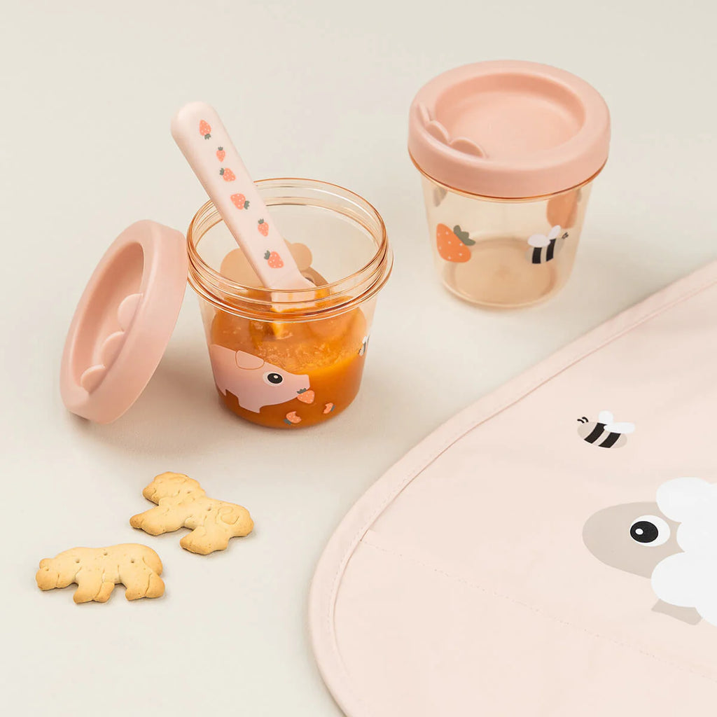 Lot de 2 boîtes pour aliments pour bébé - Petite ferme - Poudre