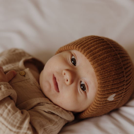 Bonnet en laine caramel