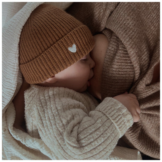 Bonnet en laine caramel