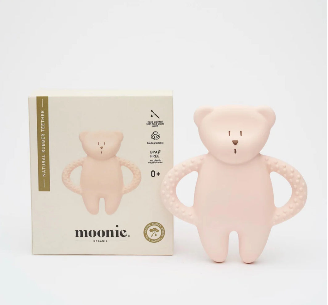 Jouet de dentition ours - rose nature - MOONIE