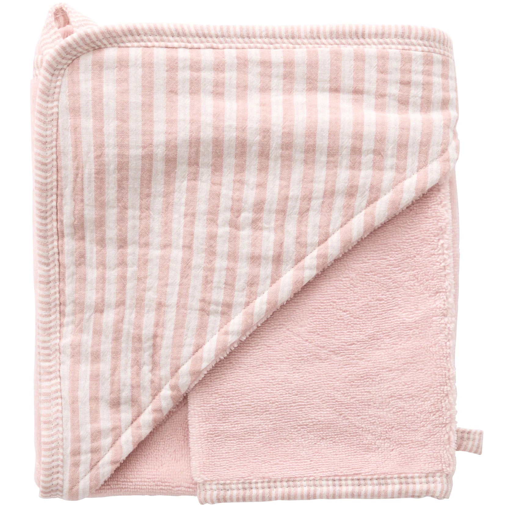Cape de bain bambou + gant – Rayé vieux rose - BB&Co