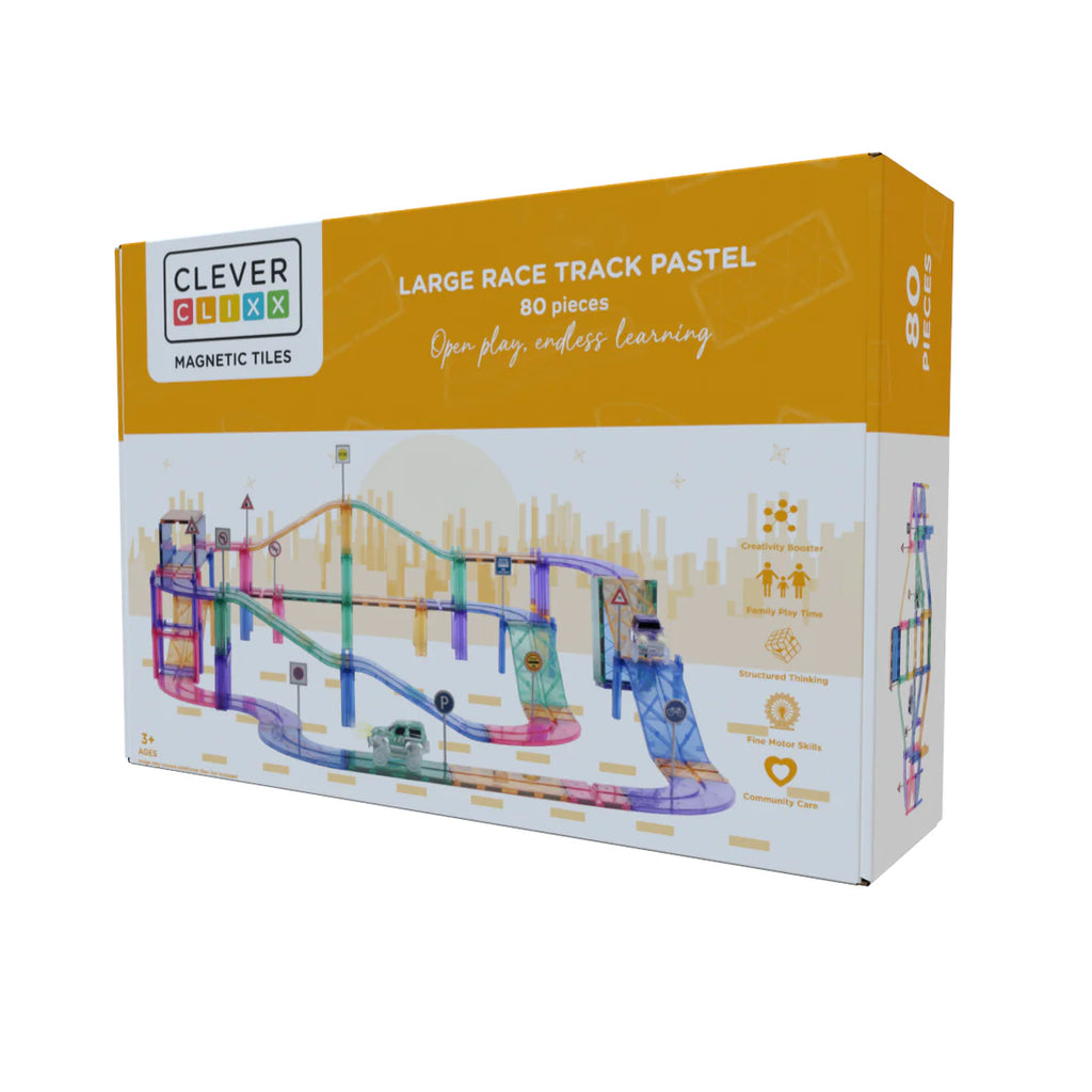 Large Piste de Course Pastel | 80 Pièces