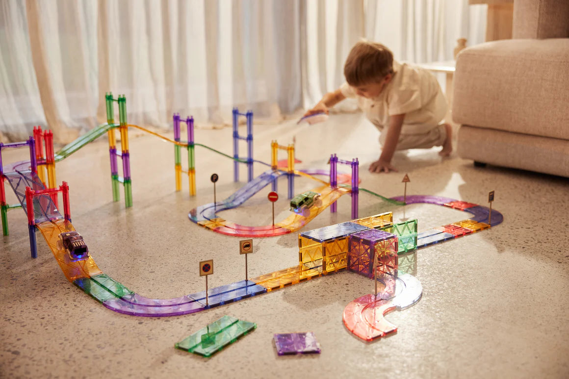 Large Piste de Course Pastel | 80 Pièces