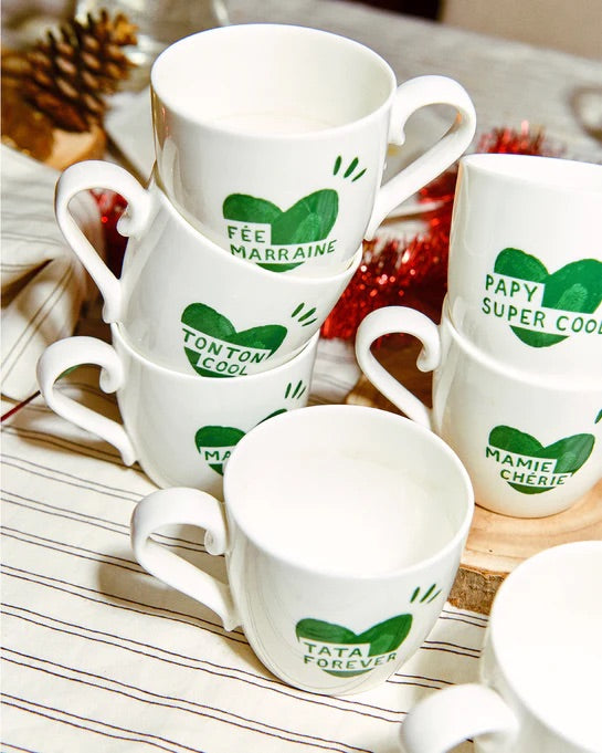 Le mug coeur Papy super cool - vert sapin