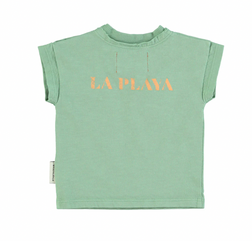 T-shirt " La playa" manches courte en coton - vert