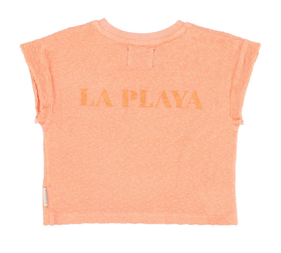 T-shirt "La playa"  manches courte en coton éponge - corail