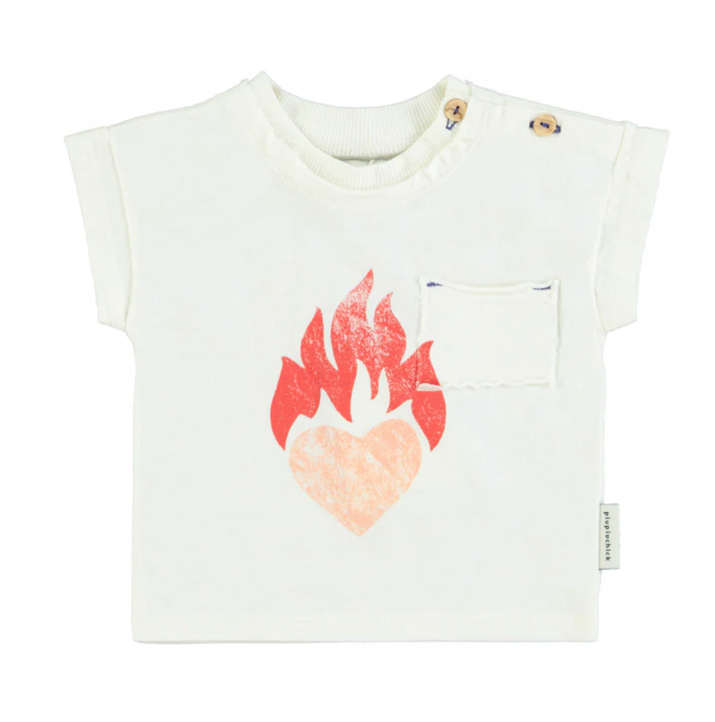 T-shirt manches courte "coeur" - ecru