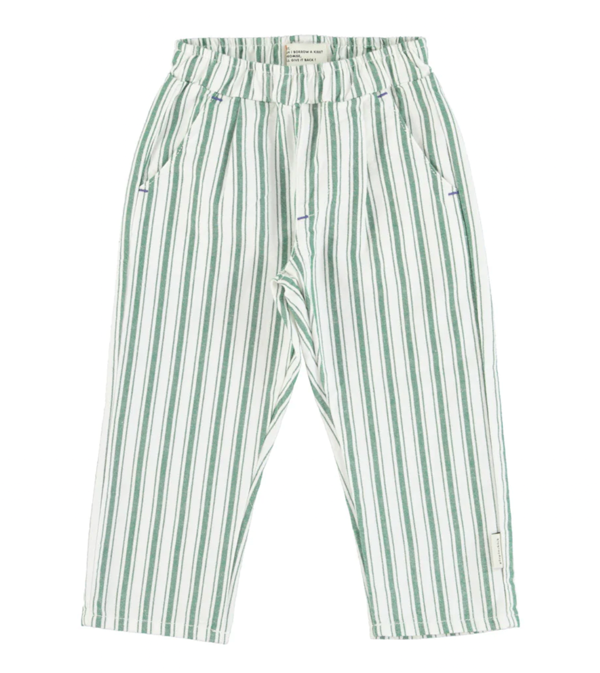 Pantalon unisexe rayé - vert/blanc