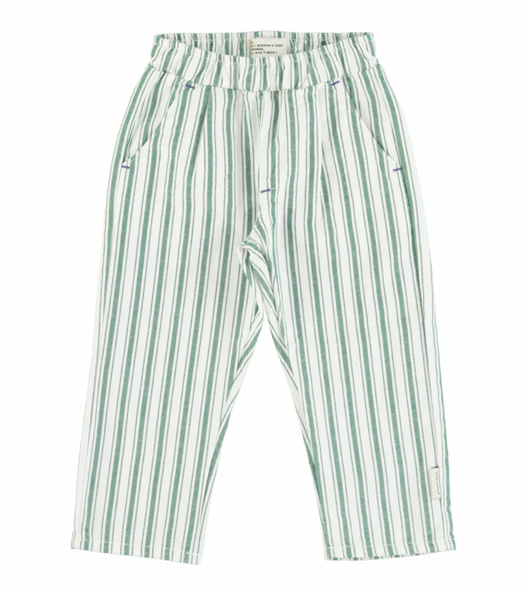Pantalon unisexe rayé - vert/blanc