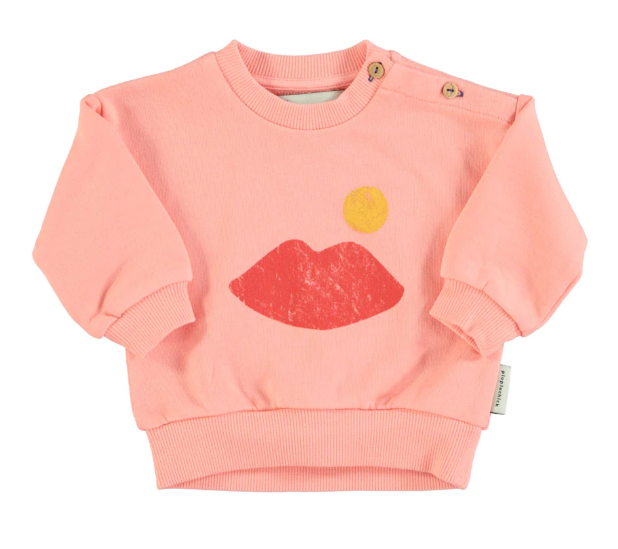 Sweat "Lips" en coton bio - coral