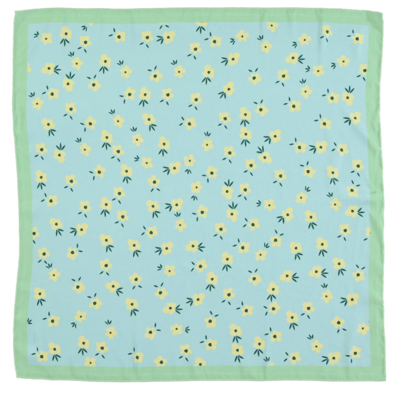 Foulard Bandana bleu clair avec fleurs jaunes