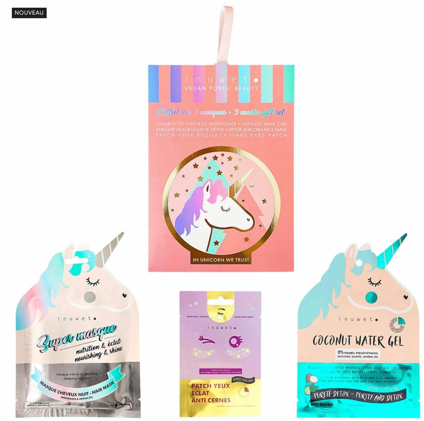 Coffret de 3 masques - Licorne