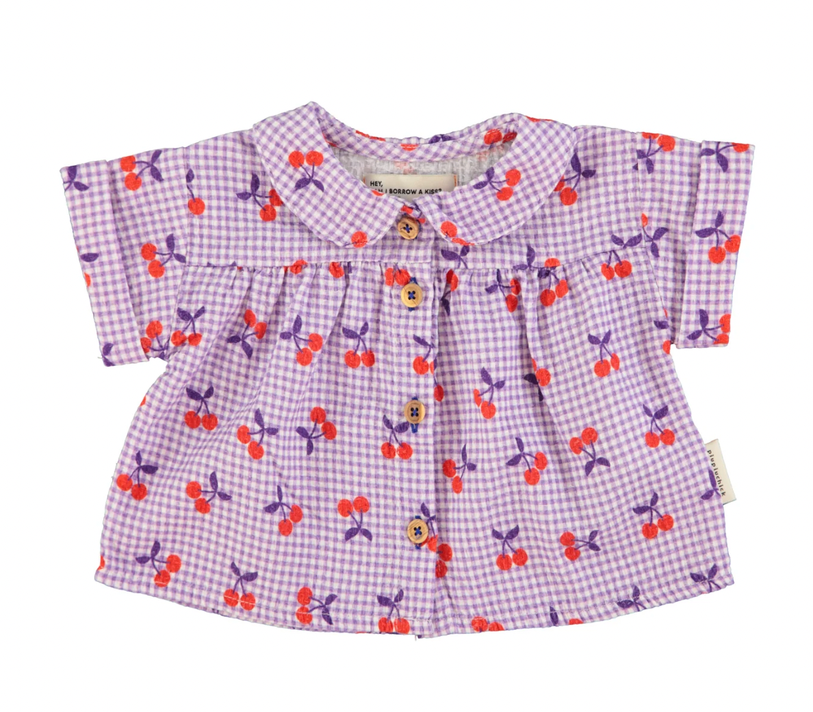 Chemisier bébé col Claudine violet - Cerise