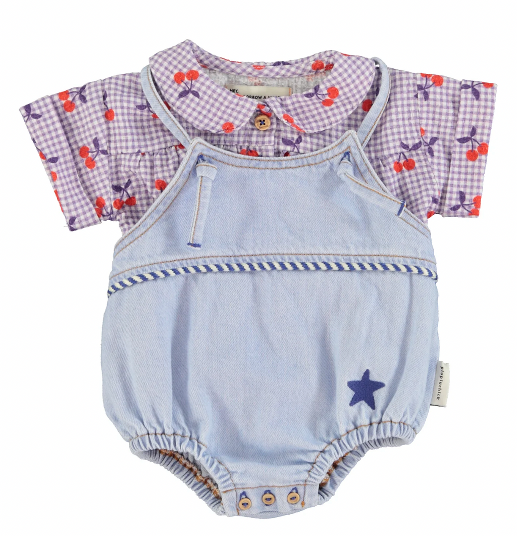 Chemisier bébé col Claudine violet - Cerise