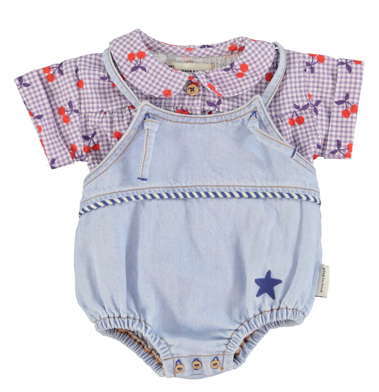 Chemisier bébé col Claudine violet - Cerise