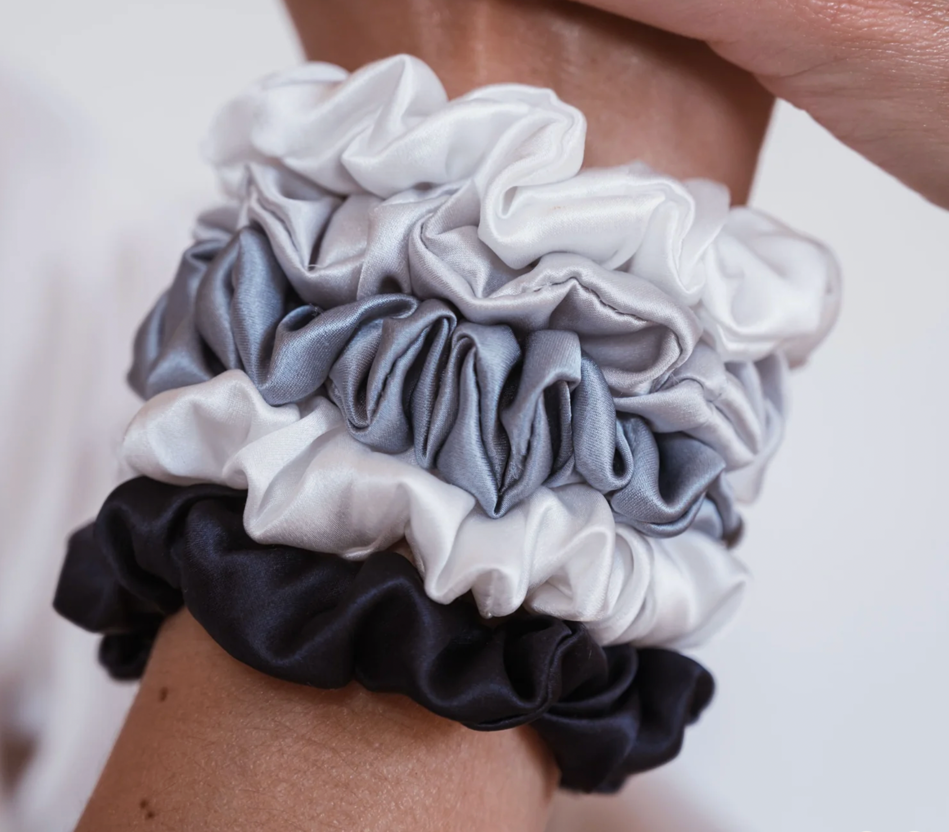 Pack de 5 chouchous 100% pure soie - Le petit Couleur - Bleu glacier