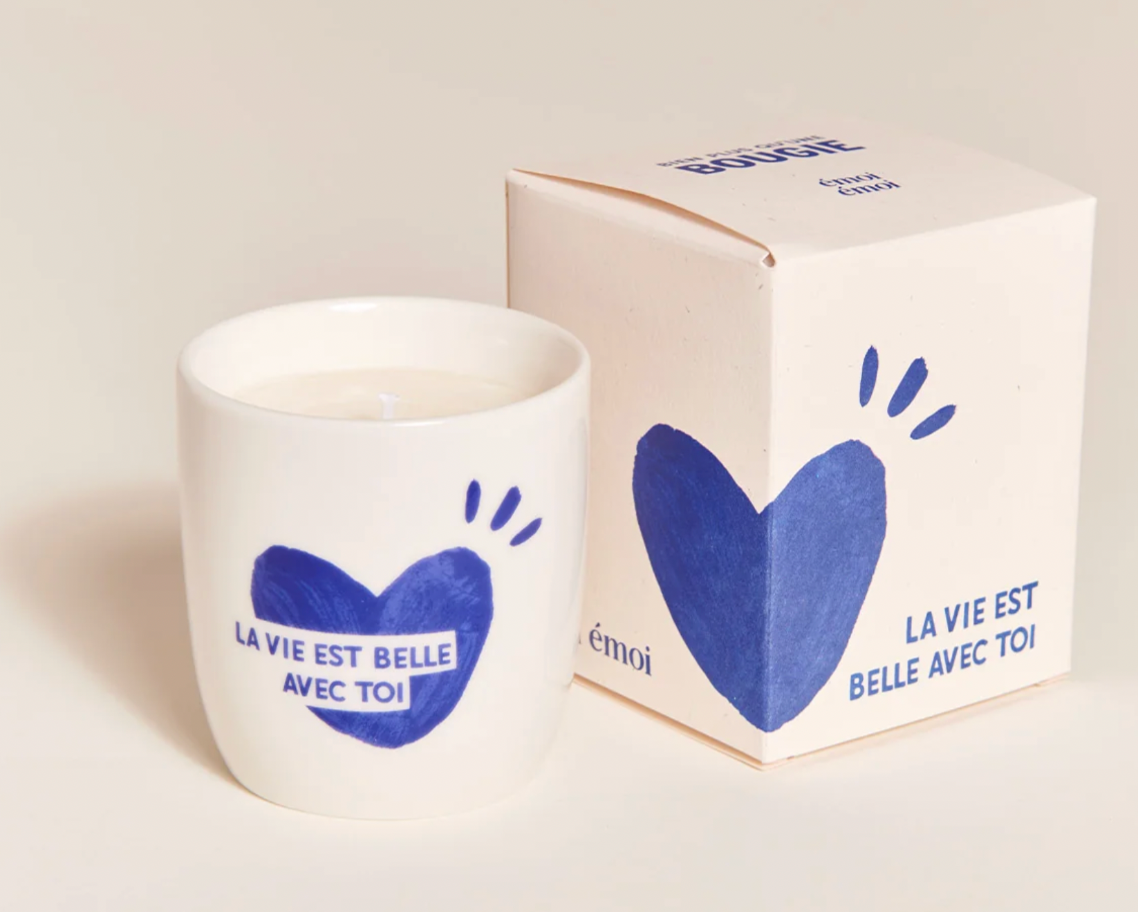 La bougie tasse La vie est belle avec toi - bleu