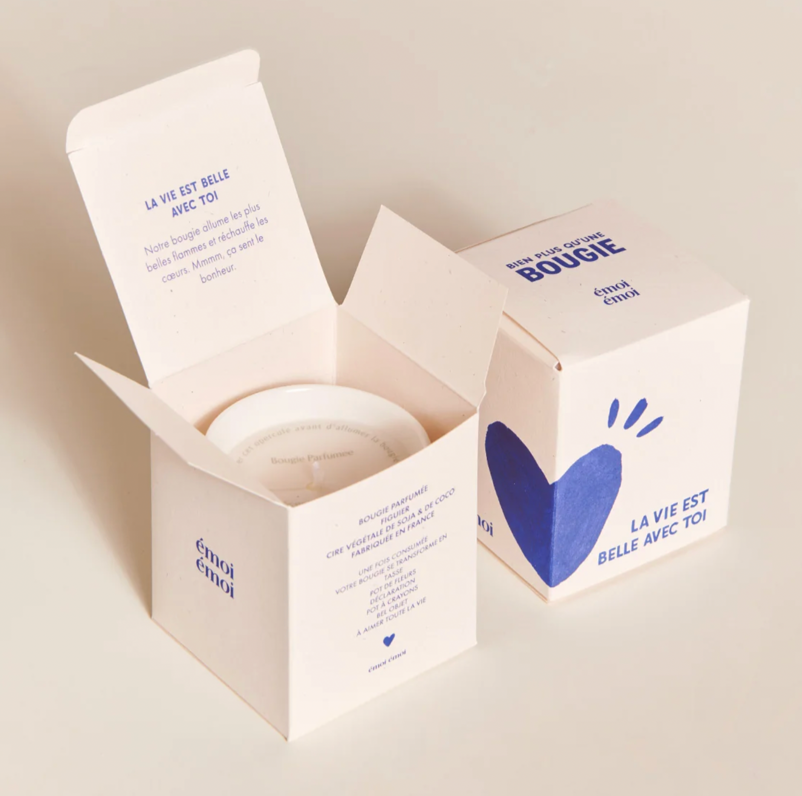 La bougie tasse La vie est belle avec toi - bleu