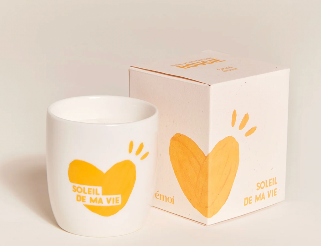 La bougie tasse Soleil de ma vie - jaune