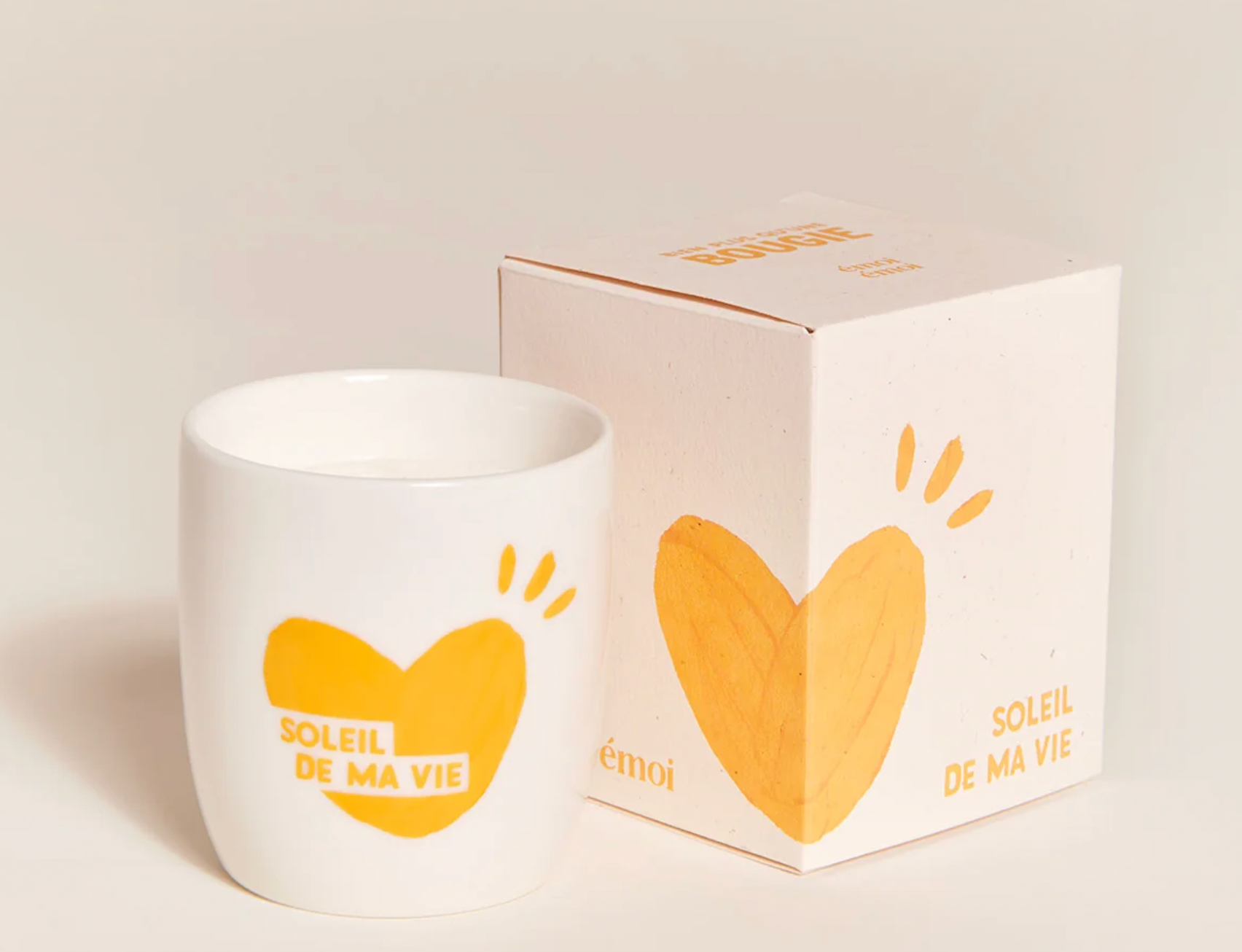 La bougie tasse Soleil de ma vie - jaune