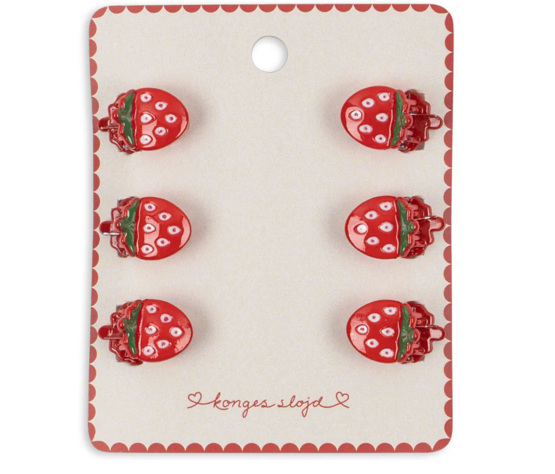 Lot de 6 mini pinces à cheveux strawberry