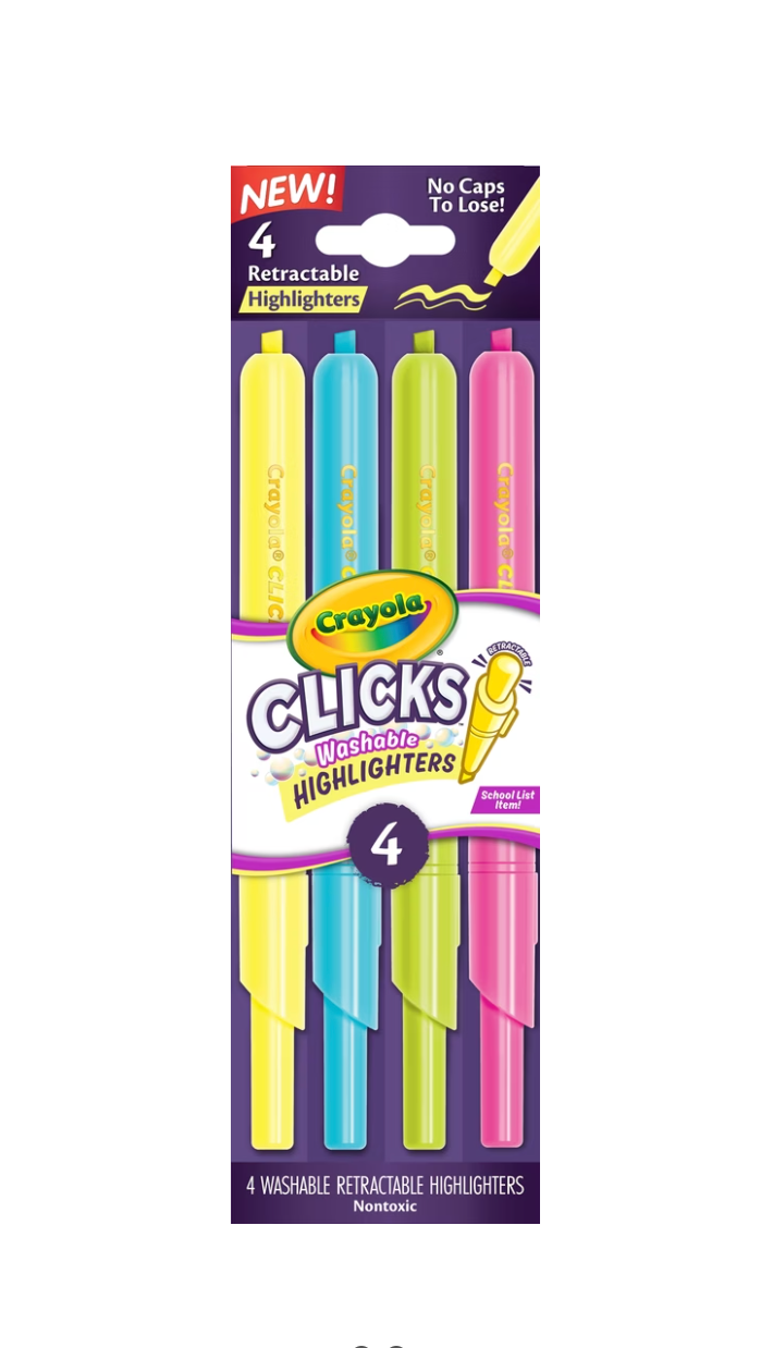 4 surligneurs clicks rétractables